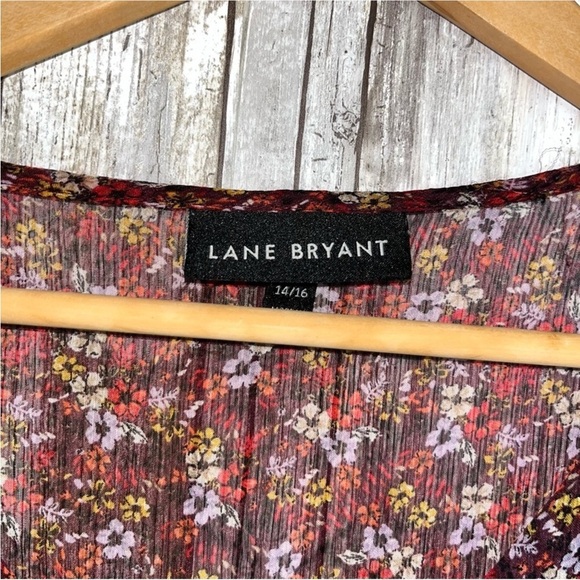 Lane Bryant Floral Sheer Flowy Button Front Blouse - Picture 9 of 9